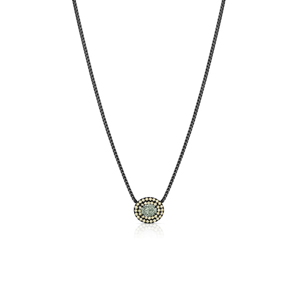 color pop, contrast pop yellow diamond + grey diamond pendant necklace<br>set in blackened 18k gold <span class='visuallyhidden'>Call or text 323-404-2959 if you need shopping assistance.</span>